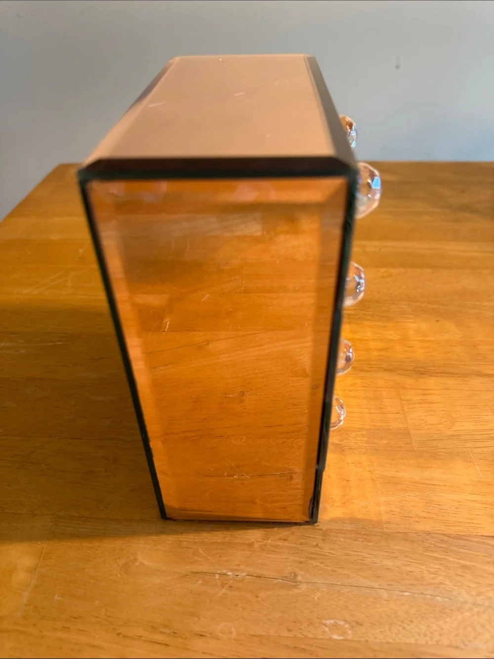 Beautify Mirrored Rose Gold Glass Jewelry Box 4 Drawers